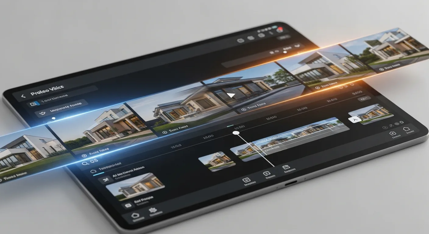 Illustration of property stills turned into video on a tablet