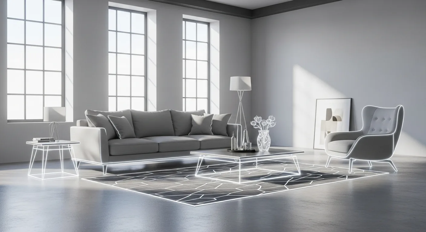 Illustration of a room being virtually staged
