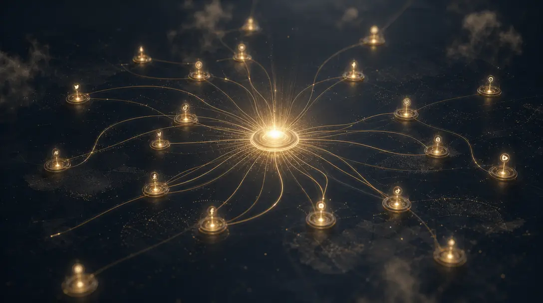 Gold hub connected to many points
