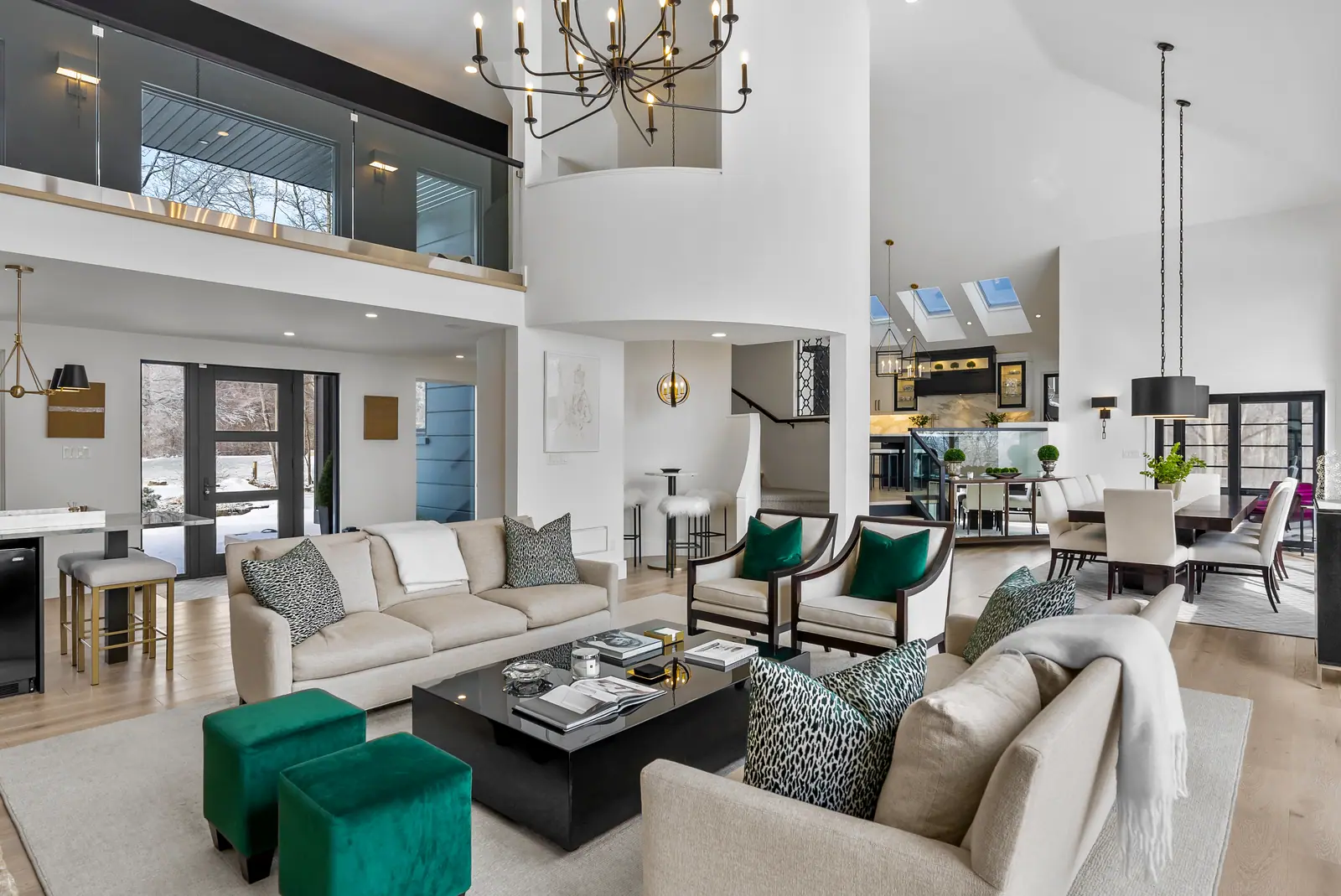Great room and dining with mezzanine