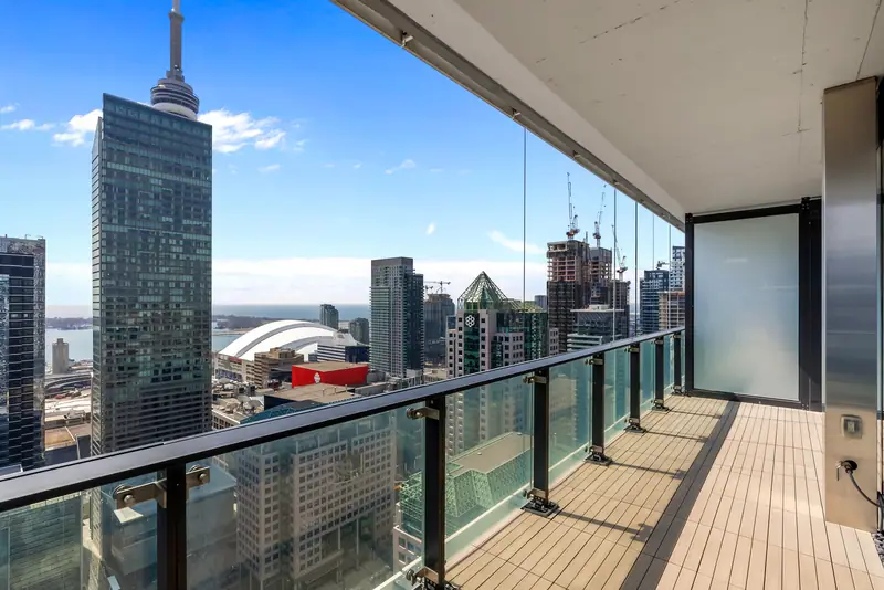 Balcony view of the CN Tower and Rogers Centre