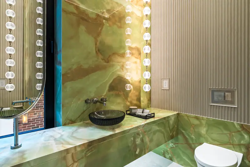 Green onyx powder room