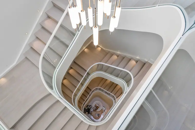 Spiral staircase photographed from above